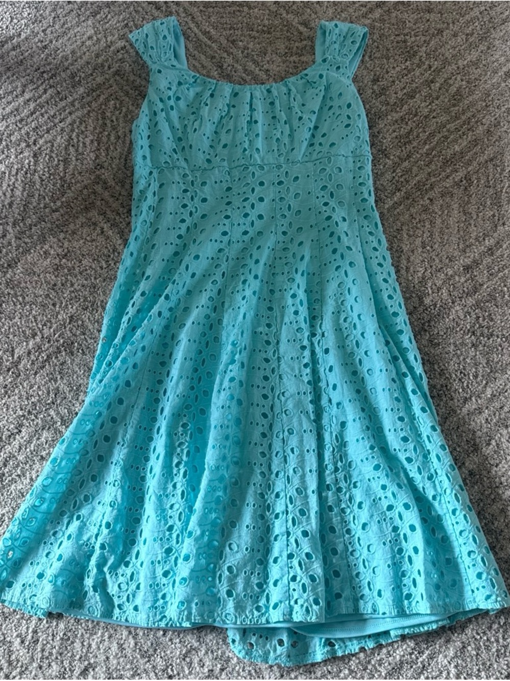 Ella Turquoise Eyelet Midi Dress